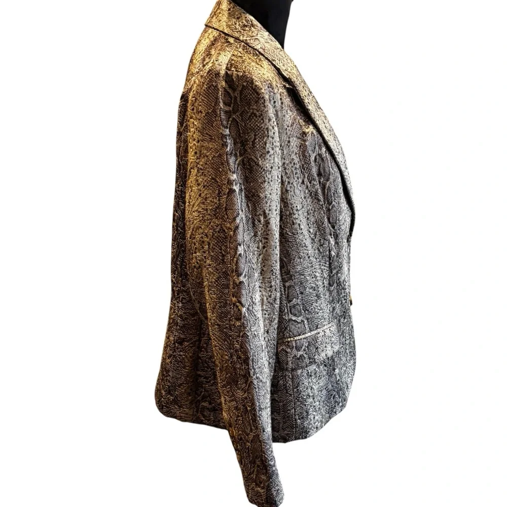 Chico's Cobra Pattern Jacquard Blazer Reptile Print Jacket, Chico’s 2 (Large)